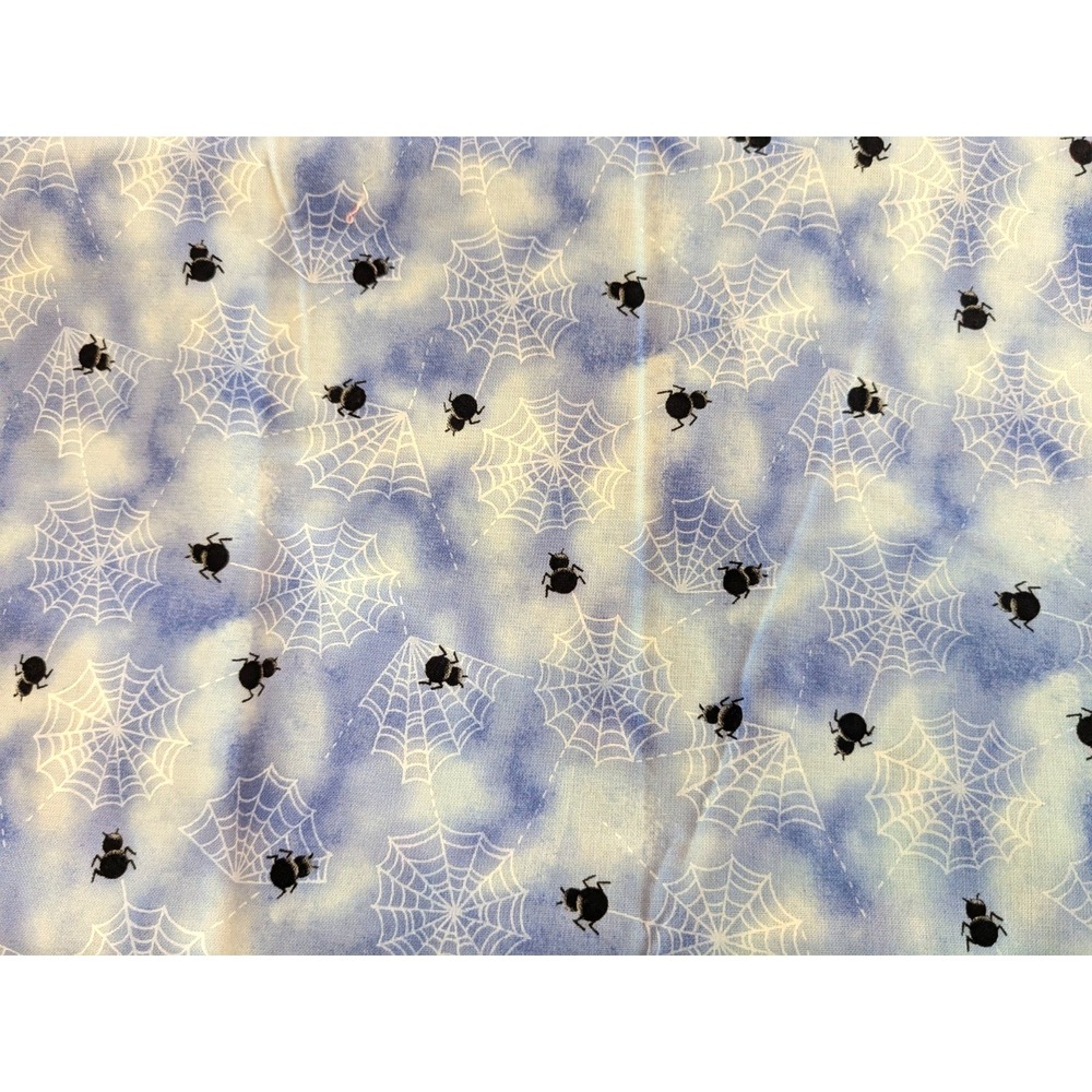 1 Yard Ribbit Blue Spider Halloween Quilting Fabric Sue Kruger Northcott 36x42